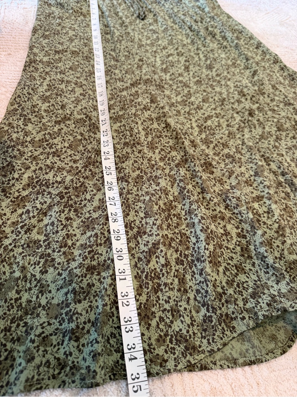 Treasure & Bond Olive Green Floral Maxi Skirt Casual Feminine Size XL - Picture 5 of 6